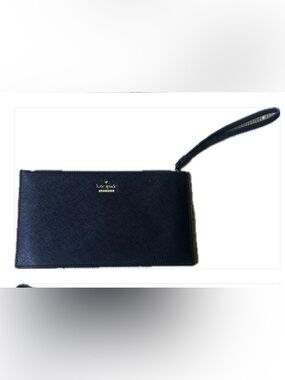 kate spade black wristlet pouch with gold logo